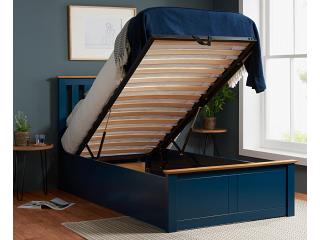 3ft Single Navy Blue Wood Ottoman Lift Up Bed frame